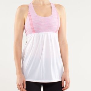 Lululemon Power Dance Tank White Pink stripes
